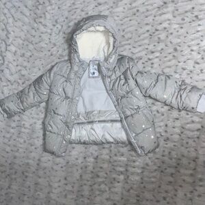 GAP Kids Silver Puffer Jacket with Stars